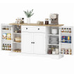 Buffet Alora meuble de cuisine rangement 4 portes tiroir blanc chêne