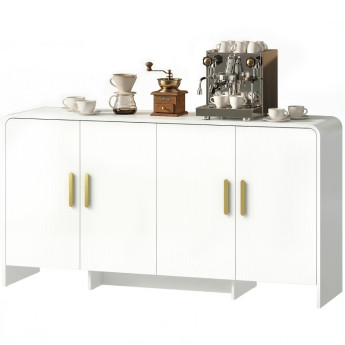 Buffet de Cuisine Velelara meuble TV rangement 4 portes blanc