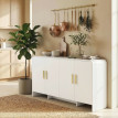 Buffet de Cuisine Velelara meuble TV rangement 4 portes blanc