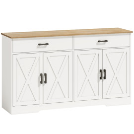 Buffet Celuian meuble de cuisine style ferme blanc