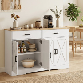 Buffet Celuian meuble de cuisine style ferme blanc