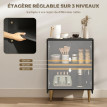Buffet Elio meuble de rangement cuisine 2 portes étagère réglable noir