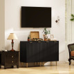 Buffet Elio meuble de rangement cuisine 2 portes étagère réglable noir