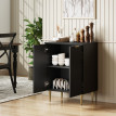 Buffet Elio meuble de rangement cuisine 2 portes étagère réglable noir