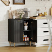 Buffet Elio meuble de rangement cuisine 2 portes étagère réglable noir