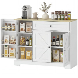 Buffet Doriel campagne rangement cuisine blanc naturel