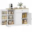 Buffet Doriel campagne rangement cuisine blanc naturel