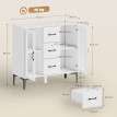 Buffet Palinane meuble de rangement vitré à tiroirs blanc