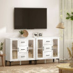 Buffet Palinane meuble de rangement vitré à tiroirs blanc