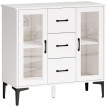 Buffet Palinane meuble de rangement vitré à tiroirs blanc