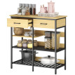 Belvaot Buffet Commode Industriel Rangement Cuisine Bois Naturel Noir