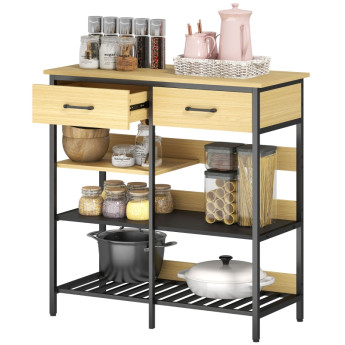 Belvaot Buffet Commode Industriel Rangement Cuisine Bois Naturel Noir