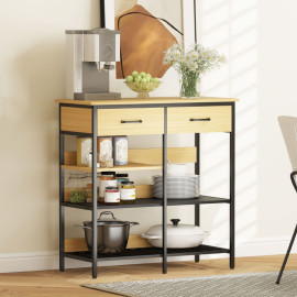 Belvaot Buffet Commode Industriel Rangement Cuisine Bois Naturel Noir