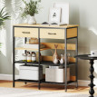 Belvaot Buffet Commode Industriel Rangement Cuisine Bois Naturel Noir