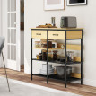 Belvaot Buffet Commode Industriel Rangement Cuisine Bois Naturel Noir