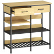 Belvaot Buffet Commode Industriel Rangement Cuisine Bois Naturel Noir