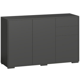 Buffet Kerval meuble de rangement 2 tiroirs 3 portes noir