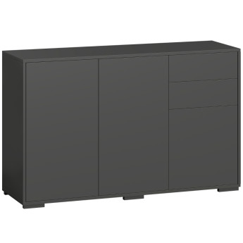 Buffet Kerval meuble de rangement 2 tiroirs 3 portes noir