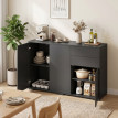 Buffet Kerval meuble de rangement 2 tiroirs 3 portes noir