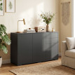 Buffet Kerval meuble de rangement 2 tiroirs 3 portes noir