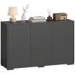 Buffet Kerval meuble de rangement 2 tiroirs 3 portes noir