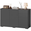 Buffet Kerval meuble de rangement 2 tiroirs 3 portes noir
