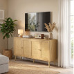 Buffet Avena rotin 4 portes rangement bohème bois naturel