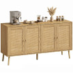 Buffet Avena rotin 4 portes rangement bohème bois naturel