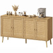 Buffet Avena rotin 4 portes rangement bohème bois naturel