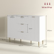 Buffet Erlisas rangement cuisine cannelé tiroirs étagères blanc
