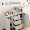 Buffet Erlisas rangement cuisine cannelé tiroirs étagères blanc