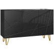 Raleo Buffet de salon rangement brillant 3 portes noir
