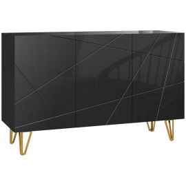 Raleo Buffet de salon rangement brillant 3 portes noir