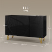 Raleo Buffet de salon rangement brillant 3 portes noir