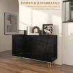 Raleo Buffet de salon rangement brillant 3 portes noir