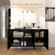 Raleo Buffet de salon rangement brillant 3 portes noir