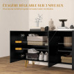 Raleo Buffet de salon rangement brillant 3 portes noir
