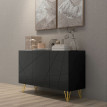 Raleo Buffet de salon rangement brillant 3 portes noir