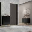 Raleo Buffet de salon rangement brillant 3 portes noir