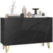 Raleo Buffet de salon rangement brillant 3 portes noir