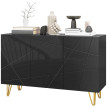 Raleo Buffet de salon rangement brillant 3 portes noir