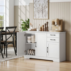 Buffet Norac meuble de rangement moderne 3 portes blanc