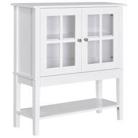 Buffet de cuisine Aurilys rangement verre trempé blanc