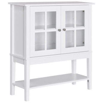 Buffet de cuisine Aurilys rangement verre trempé blanc