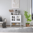 Buffet de cuisine Aurilys rangement verre trempé blanc