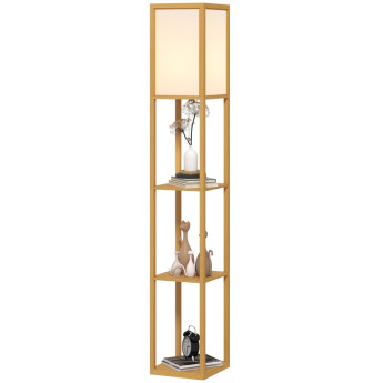 Lampadaire Zelrian étagères rangement salon chambre bureau naturel