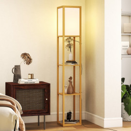 Lampadaire Zelrian étagères rangement salon chambre bureau naturel
