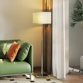 Lampadaire sur pied Avot dimmable télécommande abat jour lin argent
