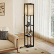 Lampadaire Daron LED étagères dimmable USB noir