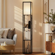 Lampadaire Daron LED étagères dimmable USB noir